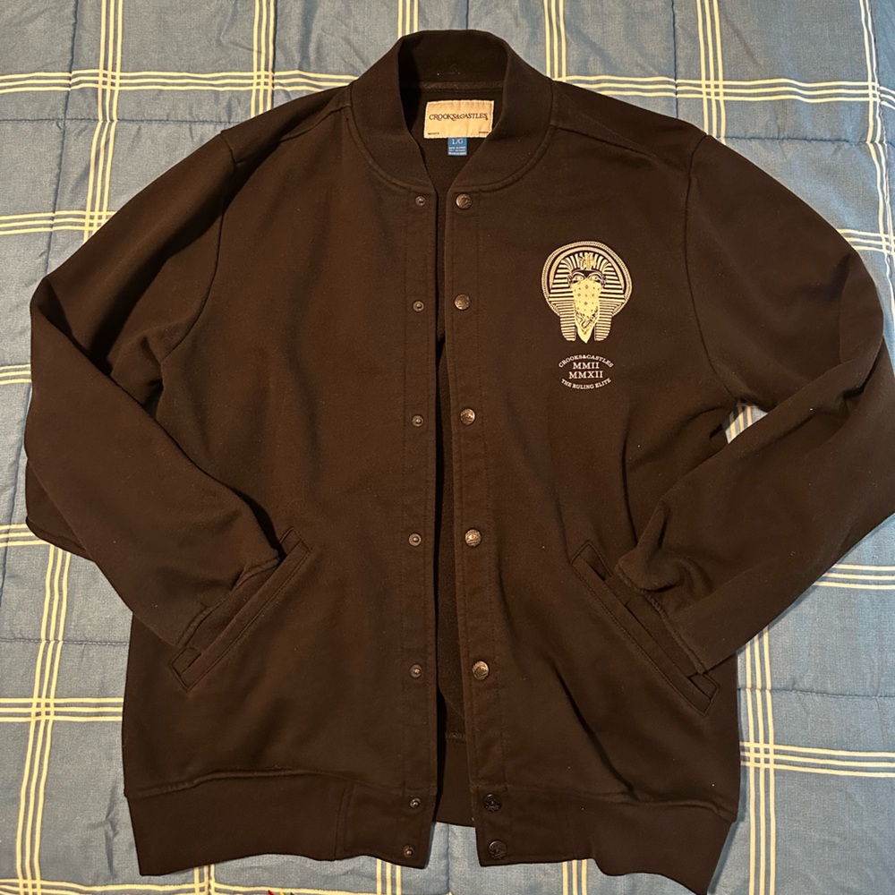 Crooks & Castles Black Bomber Varsity Jacket